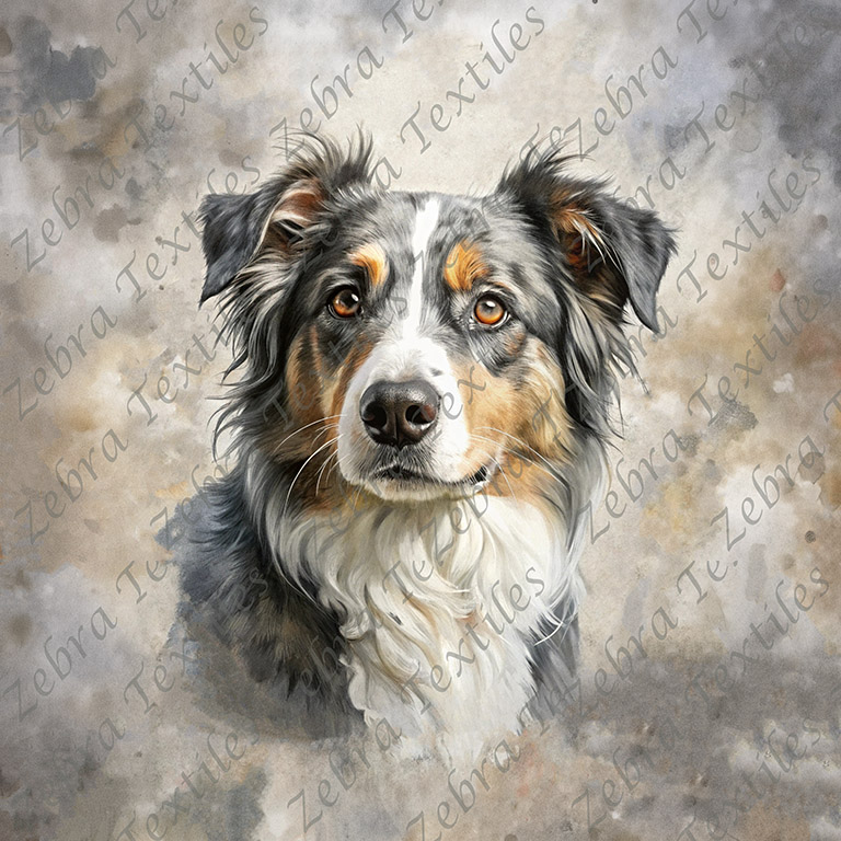 Chien fluffy fond aquarelle