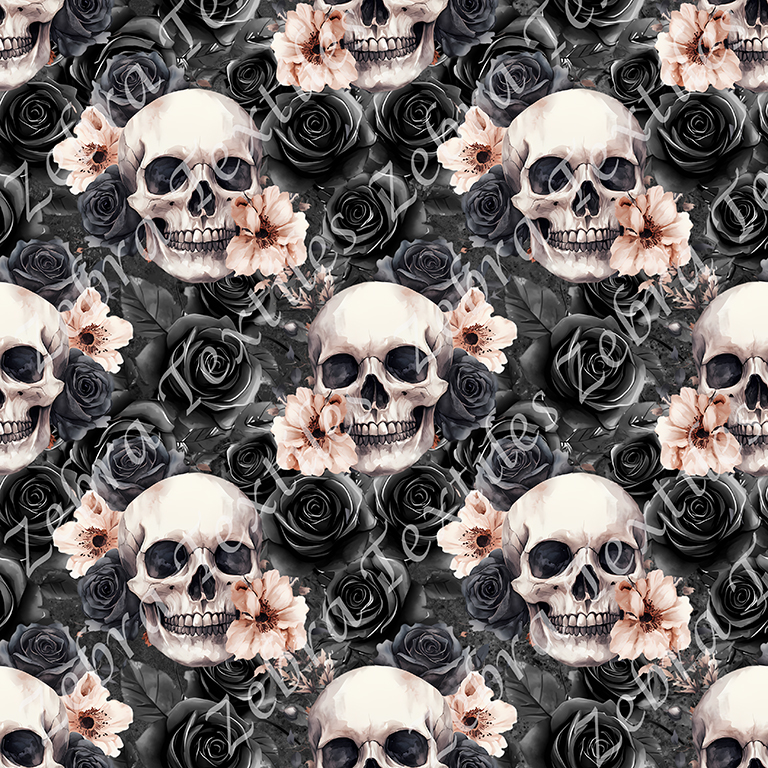 Crâne et rose noire