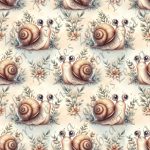 Escargot et feuillage fond crème