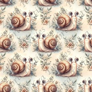 Escargot et feuillage fond crème