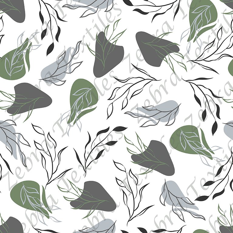 Feuillage abstrait vert fond blanc