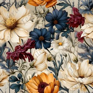 Fleur marine bourgogne fond taupe