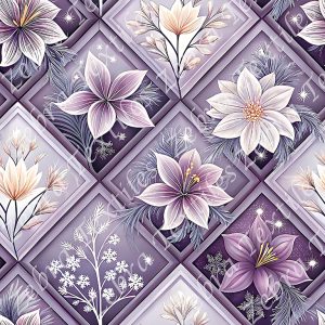Fleur mauve crème plaid mauve