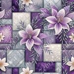 Floral blanc et mauve plaid