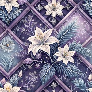 Floral blanc et plaid mauve
