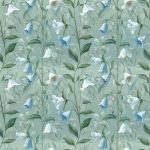 Jacinthe des bois bleue et blanche fond feuille