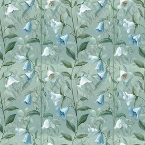 Jacinthe des bois bleue et blanche fond feuille
