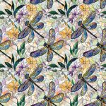 Libellule vitrail floral jaune