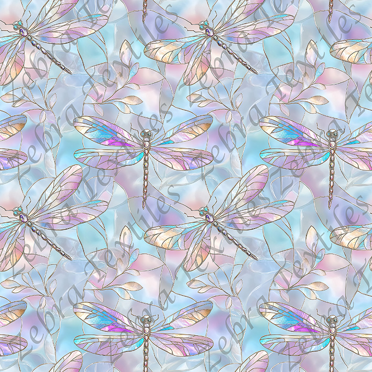 Libellule vitrail mauve rose