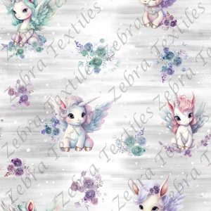 Licorne ailes colorées fond gris