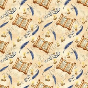Livre et plume bleue fond crème
