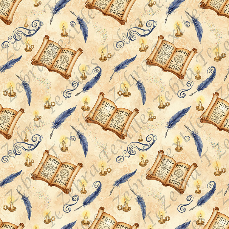 Livre et plume bleue fond crème