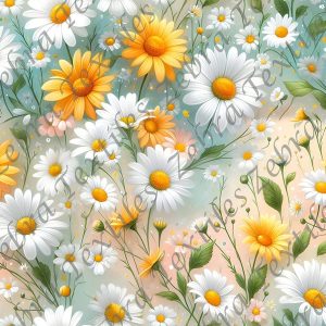 Marguerite blanche et jaune fond bleuté