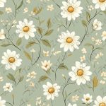 Marguerite et feuillage fond sauge
