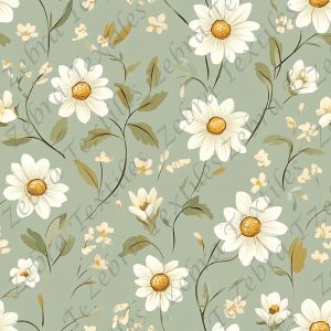 Marguerite et feuillage fond sauge