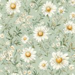 Marguerite et petite fleur fond sauge