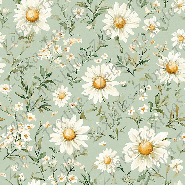 Marguerite et petite fleur fond sauge