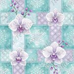 Orchidée violet plaid aqua