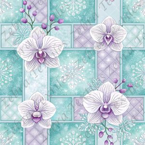 Orchidée violet plaid aqua