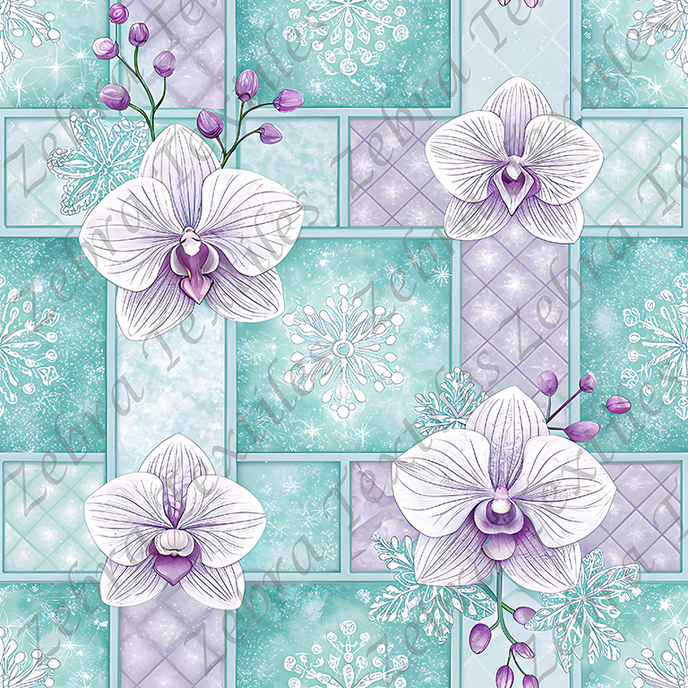 Orchidée violet plaid aqua