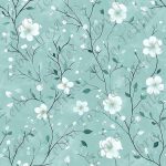 Petite fleur blanche et feuillage fond menthe