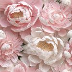Pivoine blanche et rose 3d