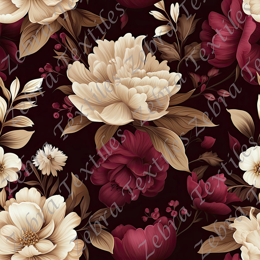 Pivoine crème et bourgogne