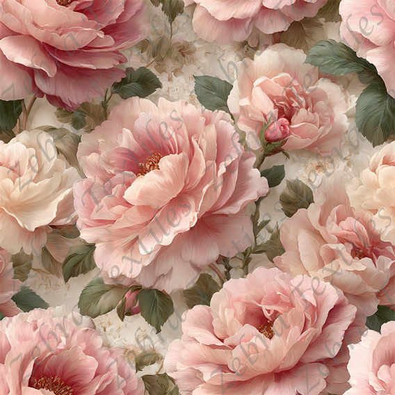 Pivoine rosé et feuille