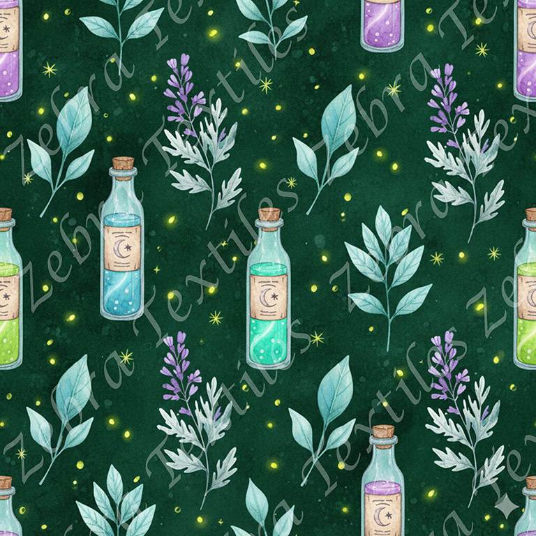 Potion colorée et feuillage