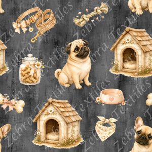 Pug et niche fond grunge