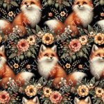 Renard mignon fluffy floral orangé