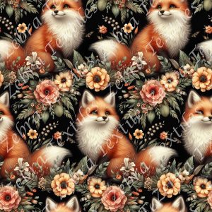 Renard mignon fluffy floral orangé