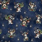 Renne plaid noir fond bleu