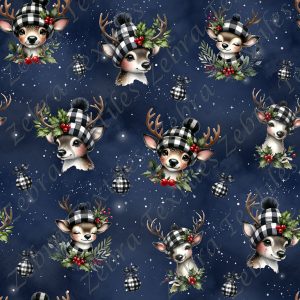 Renne plaid noir fond bleu