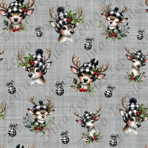 Renne plaid noir fond gris