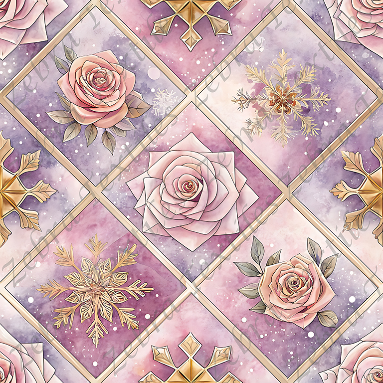Rose rosé flocon or plaid
