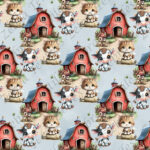 Vache à la ferme fond bleu