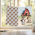 Vache à la ferme fond bleu