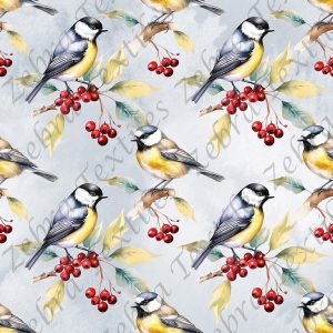 Oiseau jaune et noir fond gris bleuté
