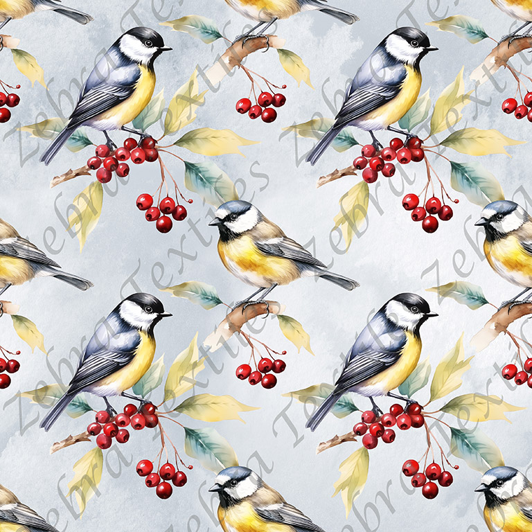 Oiseau jaune et noir fond gris bleuté