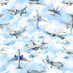 Avion aquarelle fond nuage