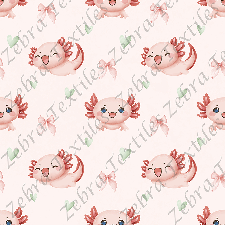 Axolotl et boucle fond rose