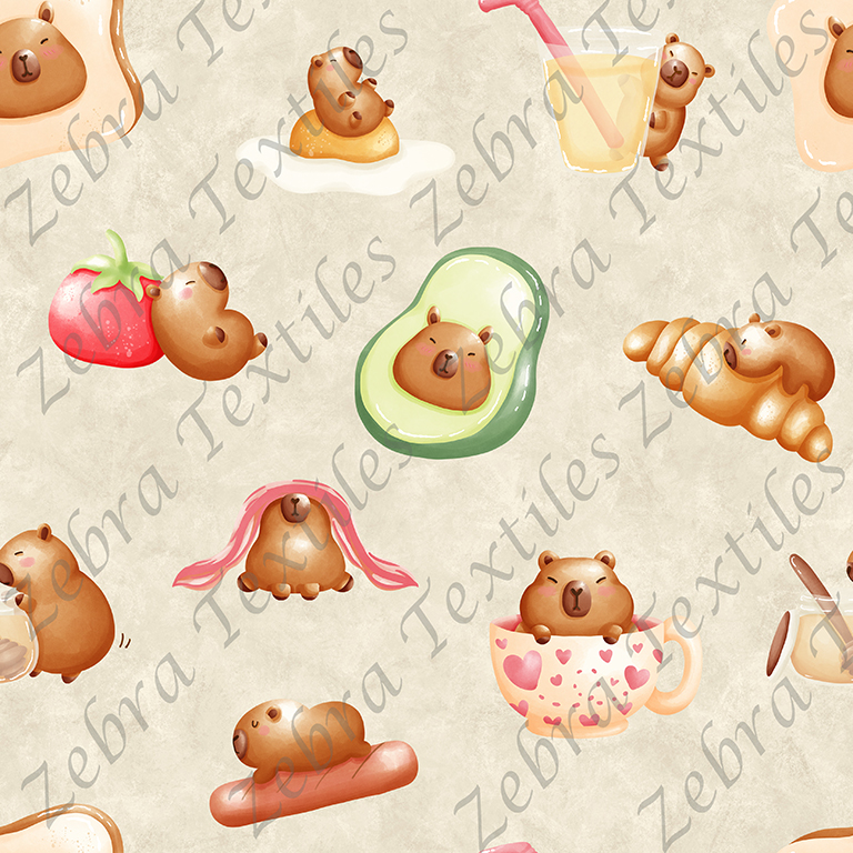 Capybara déjeuner fond crème
