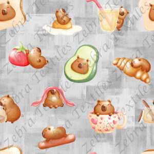 Capybara déjeuner fond gris