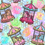 Carrousel poney fond coloré