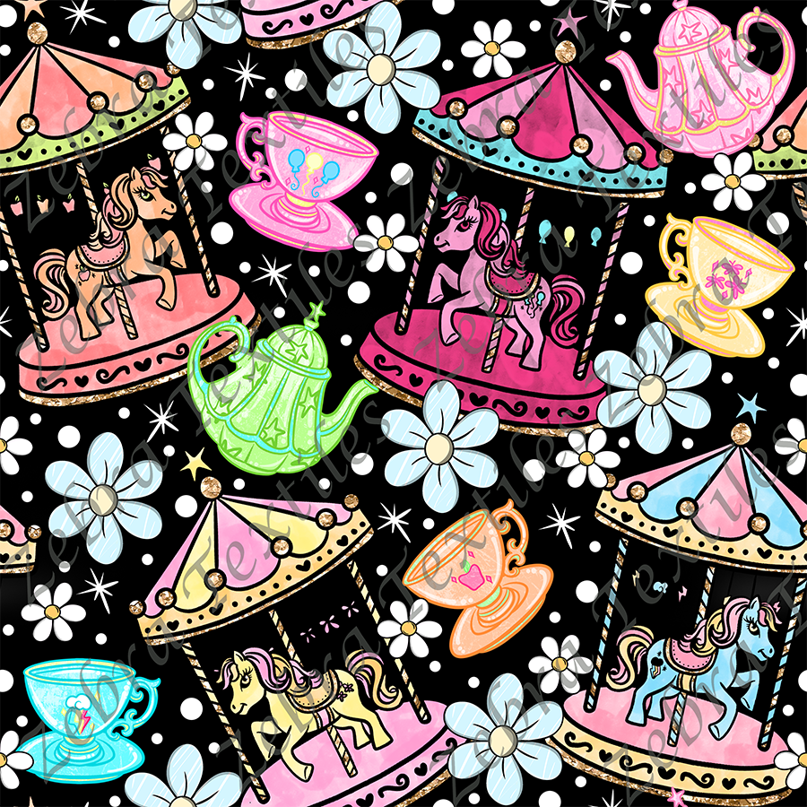 Carrousel poney fond noir