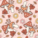 Champignon coeur fond rose