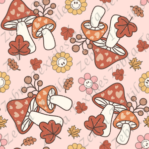 Champignon coeur fond rose