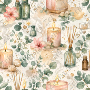 Chandelle rose et eucalyptus