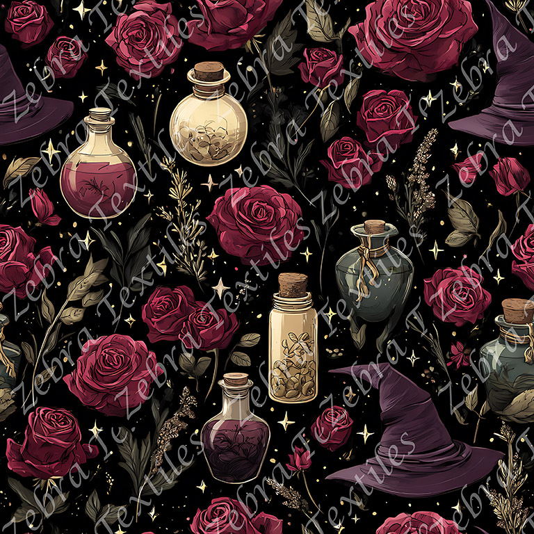 Chapeau de sorcière et potion botanique